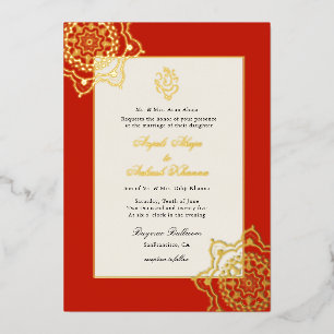 Eleganter Mandala- und Ganesh-Indische Hochzeit Folieneinladung