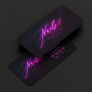 Eleganter Manicurist Nail Artist Tech Neon Lila Visitenkarte