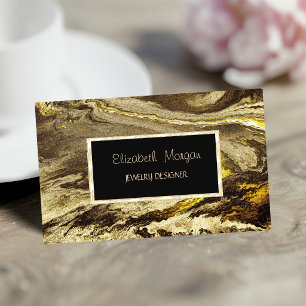 Eleganter Marble Stone Gold Frame Schmuckdesigner Visitenkarte