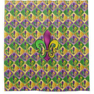 Eleganter Mardi Gras Fleur De Lis Design Duschvorh Duschvorhang