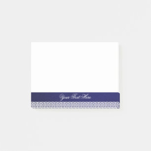 Eleganter marineblau, weiß dekoriert personalisier post-it klebezettel
