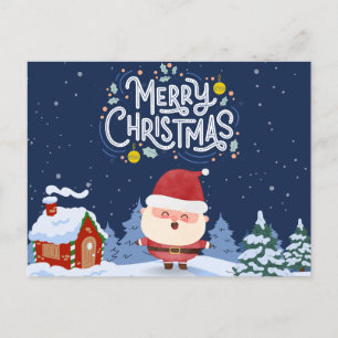 Eleganter marineblauer Hintergrund mit Santa l Xma Postkarte