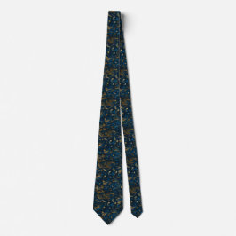 Eleganter marineblauer und goldener abstrakter Wir Krawatte