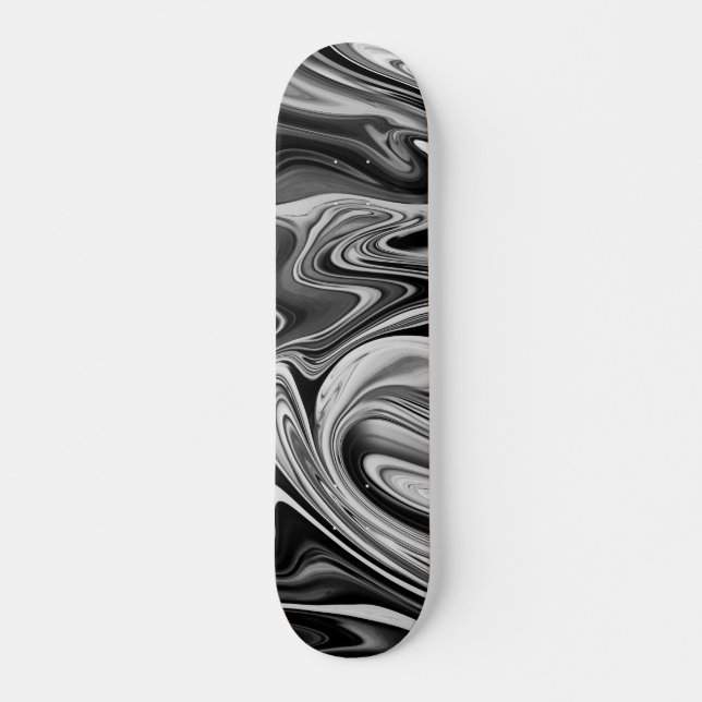 Eleganter Marmor 7 - flüssig schwarz und weiß Skateboard (Vorne)