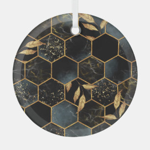Eleganter Marmor & Gold: Abstrakte Hexagon-Textur Ornament Aus Glas