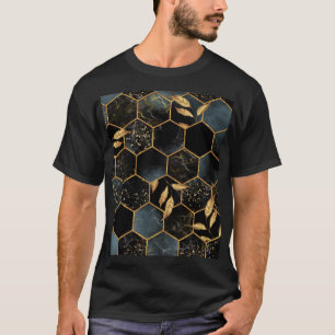 Eleganter Marmor & Gold: Abstrakte Hexagon-Textur T-Shirt