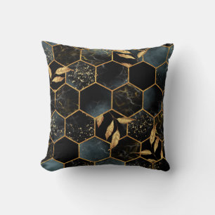 Eleganter Marmor & Gold: Abstrakte Sechseck-Textur Kissen