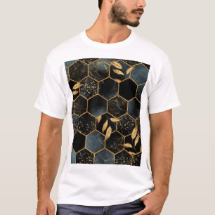 Eleganter Marmor & Gold: Abstrakte Sechseck-Textur T-Shirt