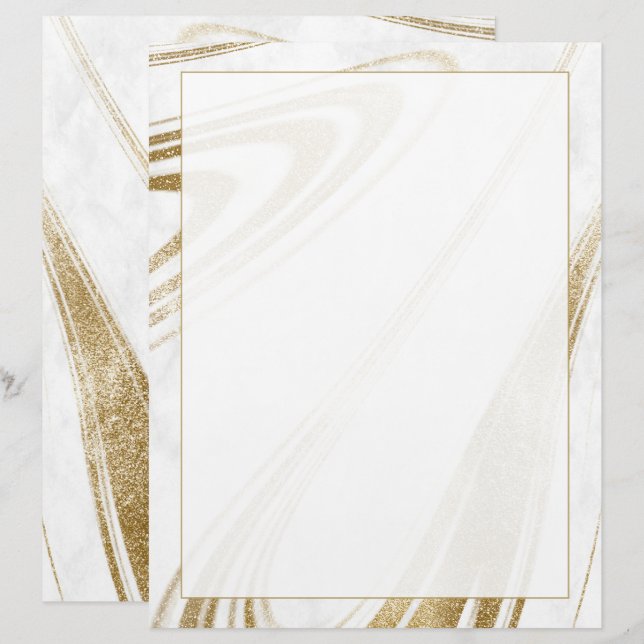 Eleganter Marmor-Gold-Briefkopf Briefbogen (Vorne/Hinten)