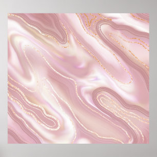 Eleganter Marmor: Goldstruktur der Rose Poster