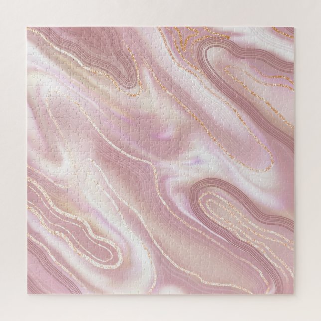 Eleganter Marmor: Goldstruktur der Rose Puzzle (Vertikal)