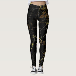 Eleganter Marmor, schwarz und gold Leggings