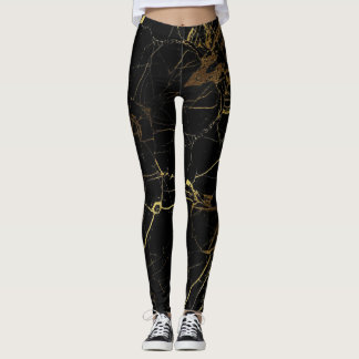 Eleganter Marmor, schwarz und gold Leggings