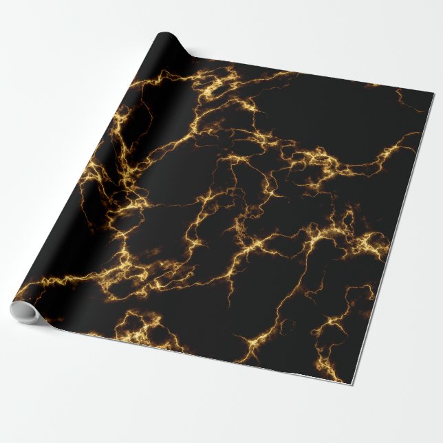 Eleganter Marmor style3 - schwarzes Gold Geschenkpapier (Ungerollt)