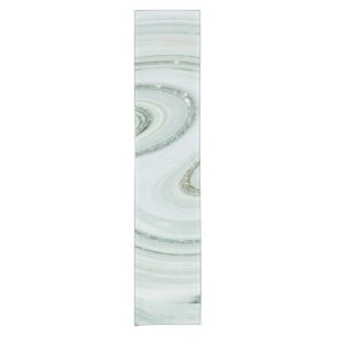 Eleganter Marmor Swirl Silver Glitzer Sparkle Glam Kurzer Tischläufer