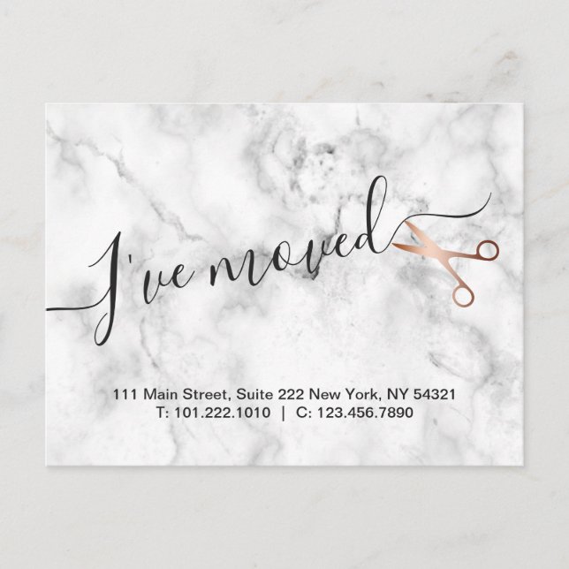 Eleganter Marmor und Goldschere aus Rose Ankündigungspostkarte (Vorderseite)