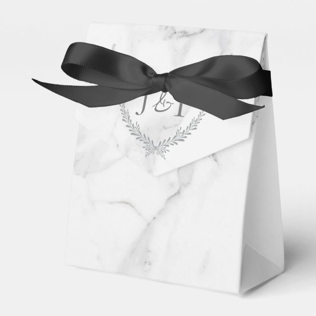 Eleganter Marmor und Wreath Wedding Leckerei Bag Geschenkschachtel (Vorderseite)