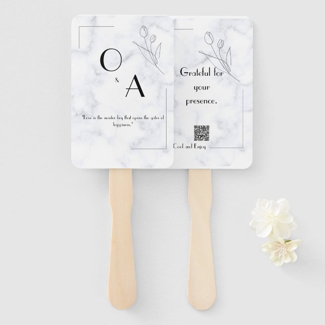 Eleganter Marmorhandfan für Brautparty und Out Fächer (Vorne und Hinten)