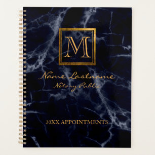 Eleganter Marmorplatz Gold Monogram Notar Planer