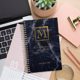 Eleganter Marmorplatz Gold Monogram Notar Planer