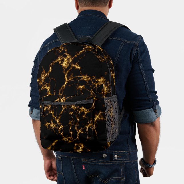 Eleganter Marmorstil3 - Schwarzes Gold Bedruckter Rucksack (Insitu (Modell))