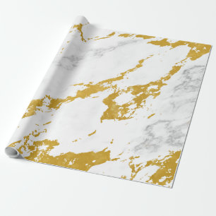 Eleganter Marmorstil6 - Gold und Weiß Geschenkpapier