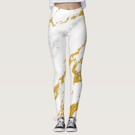 Eleganter Marmorstil6 - Gold und Weiß Leggings