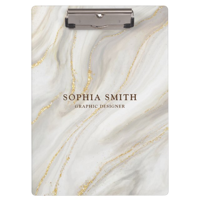 Eleganter Marmoruntergrund Gold Glitzer Einfaches  Klemmbrett (Vorderseite)