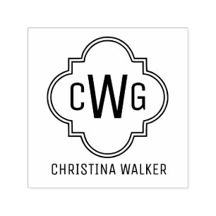 Eleganter marokkanischer Quatrefolie 3 Anfangsname Permastempel