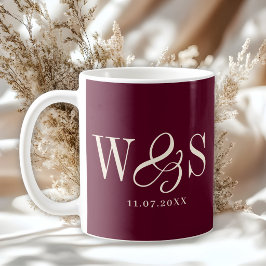 Eleganter Maroon erste Hochzeitspaare Kaffeetasse