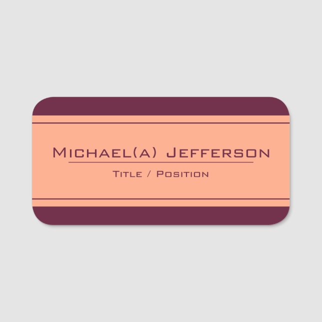 Eleganter Maroon Red & Tranquil Peach: Moderner St Namensschild (Vorderseite)