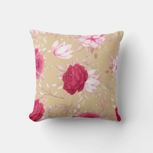 Eleganter Maroon, rosa Blumen Kissen