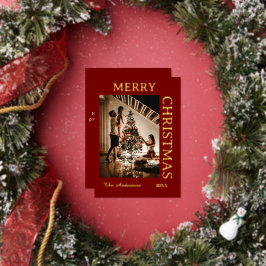 Eleganter Maroon und Gold Folien Feiertagskarte