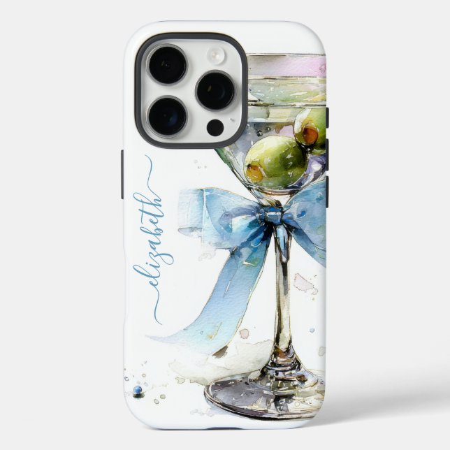 Eleganter Martini-Monogramm Case-Mate iPhone Hülle (Rückseite)