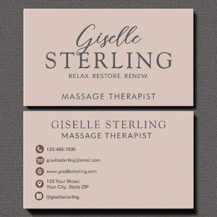 Eleganter Massagetherapeut Blush Pink Script Visitenkarte