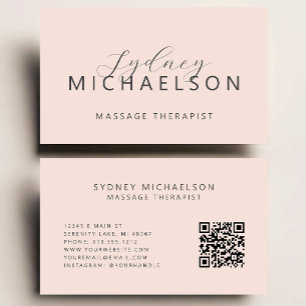 Eleganter Massagetherapeut QR-Code Rosa rot Visitenkarte