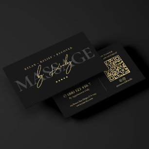 Eleganter Massagetherapeut Schwarze Signatur Visitenkarte