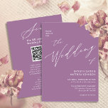 Eleganter Mauve QR Code in einer modernen Hochzeit Einladung<br><div class="desc">Eleganter Mauve QR Code in einem modernen Skript einfach Minimalistische Einladungskarte für Hochzeiten. Feiern Sie Ihren besonderen Tag mit dieser eleganten und wunderschönen Einladungskarte für Ihre Hochzeit, um Ihren besondere Anlass zu verschönern. Alle Texte sind so vorbereitet, dass Sie sie einfach und schnell mit Ihren eigenen Details personalisieren können. Wenn...</div>