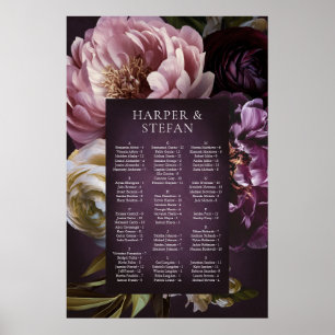 Eleganter maximalistischer floraler Hochzeitssitzp Poster