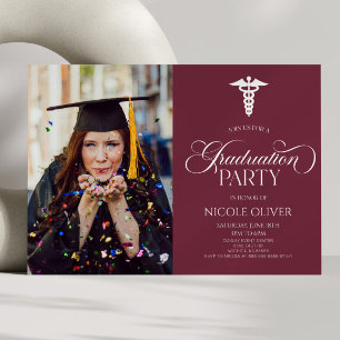 Eleganter Medical Caduceus Custom Picture Abschlus Einladung