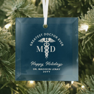Eleganter Medizinarzt Personalisiert Weihnachten Ornament Aus Glas