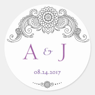 Eleganter Mehndi Entwurf rundes Runder Aufkleber