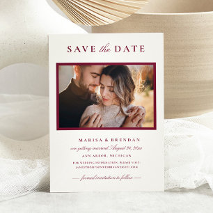 Eleganter Merlot-Rot-Foto-Rahmen Hochzeit Save The Date