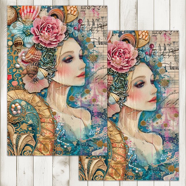 ELEGANTER MERMAID DECOUPAY SEIDENPAPIER (ELEGANT MERMAID DECOUPAGE TISSUE PAPER)
