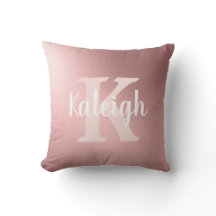Eleganter Metallic Blush Pink White Monogram Name