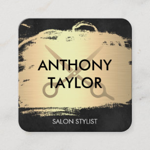 Eleganter Metallic Gold und Lush Black Stylist Quadratische Visitenkarte