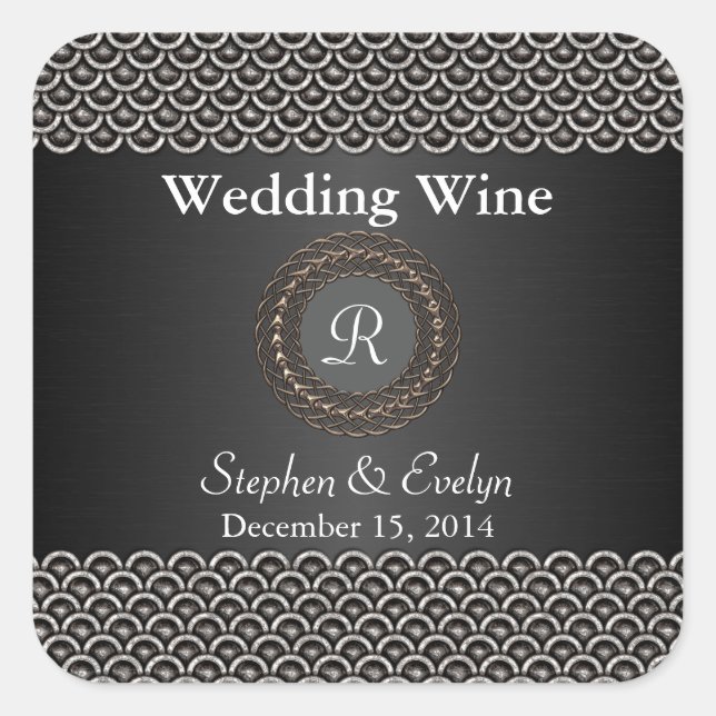 Eleganter Metallic Look Wedding Mini Wine Sticker (Vorderseite)