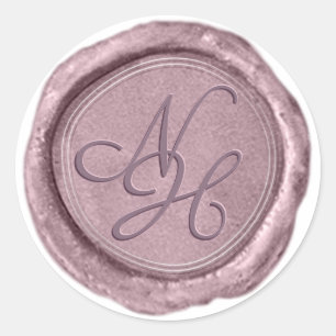 Eleganter Metallic Pink Wax Siegel Monogram Sticke Runder Aufkleber