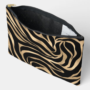 Eleganter metallischer Gold-Zebra-Schwarz-Tierdruc Zubehörtasche
