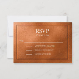 Eleganter metallischer Kupfer-Hochzeitstich RSVP Karte